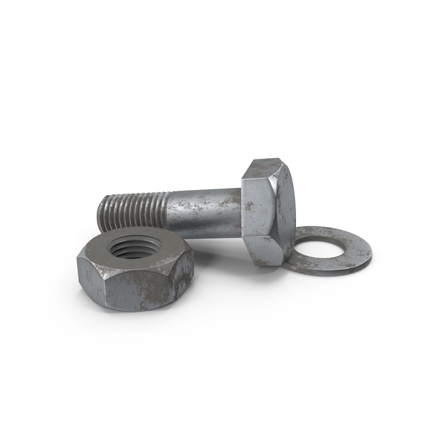 Steel Rusted Hex Bolt Set PNG & PSD Images