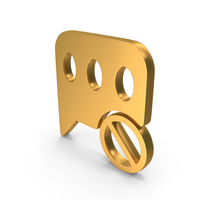 Gold Dismiss Chat Bubble Icon PNG & PSD Images
