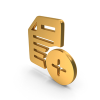 Gold Add Document Icon PNG & PSD Images