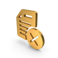 Gold Document Delete Icon PNG & PSD Images