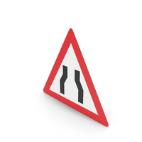 South African Roadway Narrows From Both Sides Ahead Sign PNG & PSD Images