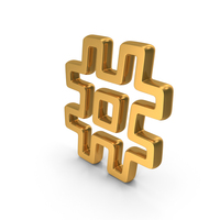Gold Hashtag Outline Icon PNG & PSD Images