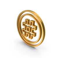 Gold Hashtag With Double Circle Outline Icon PNG & PSD Images