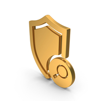 Gold Search Shield Icon PNG & PSD Images
