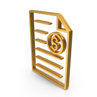 Gold Dollar Invoice Icon PNG & PSD Images