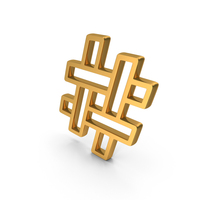 Gold Hashtag Social Media Icon PNG & PSD Images