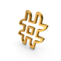 Gold Hashtag Social Media Icon PNG & PSD Images