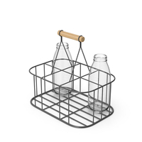 Milk Bottle Carrier With Empty Bottles PNG & PSD Images