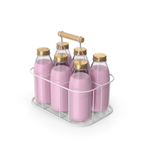 Milk Bottle Carrier With Bottles PNG & PSD Images