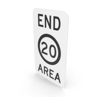 Australian Sign End of 20 Speed Limit Zone Area PNG & PSD Images