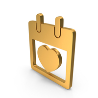 Gold Calendar With Heart Icon PNG & PSD Images