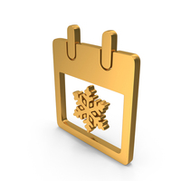 Gold Calendar With Snowflake Icon PNG & PSD Images