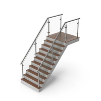 Dark Wood Glass Railing Stairs PNG & PSD Images