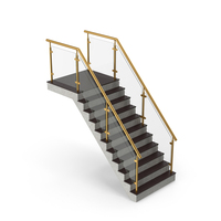Gold Glass Railing Stairs PNG & PSD Images