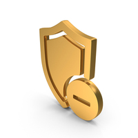 Gold Remove Protection Shield Icon PNG & PSD Images
