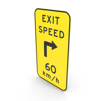 Australian Exit Advisory Speed With Turn To Right Sign PNG & PSD Images