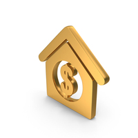 Gold Dollar House Price Icon PNG & PSD Images