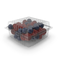 Plastic Box With Raspberries And Blueberry PNG & PSD Images