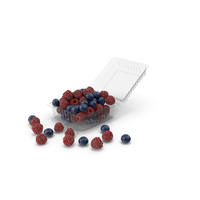 Plastic Box With Raspberries And Blueberries PNG & PSD Images