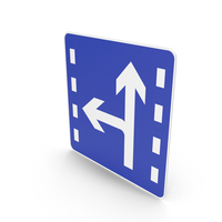 Chinese Sign Lane For Proceed Straight And Turn Left PNG & PSD Images