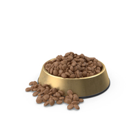 Gold Pet Food Bowl With Food PNG & PSD Images