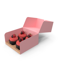 Strawberry Cupcakes In A Cake Package PNG & PSD Images