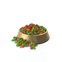Pet Food Bowl Metal With Food Gold PNG & PSD Images