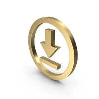 Circle Download Icon Gold PNG & PSD Images
