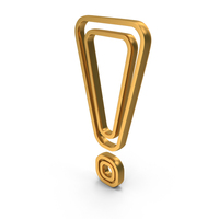 Gold Double Outline Exclamation Mark Icon PNG & PSD Images