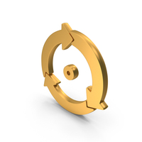 Gold Refresh Circle With Three Step Cycle Arrows Icon PNG & PSD Images