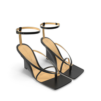 Bottega Veneta Black Stretch Wedge Sandals PNG & PSD Images