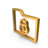 Gold Folder Lock Outline Icon PNG & PSD Images