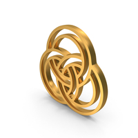 Gold Interlocking Three Circles Outline Icon PNG & PSD Images