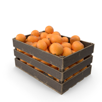 Wood Box with Oranges PNG & PSD Images