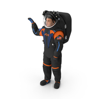 Modern NASA Spacesuit Axiom on Astronaut Waving Pose PNG & PSD Images