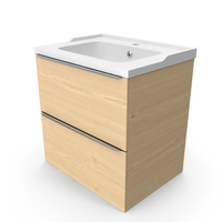 Wall Mounted Bathroom Vanity Unit And Cabinet With Basin - Oak PNG & PSD Images
