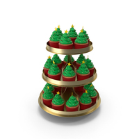 Christmas Cupcakes On Cake Stand PNG & PSD Images