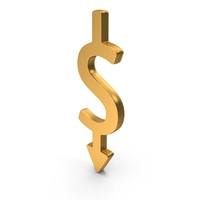 Gold Dollar Currency Down Arrow Icon PNG & PSD Images