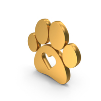 Gold Paw Print With Heart Icon PNG & PSD Images
