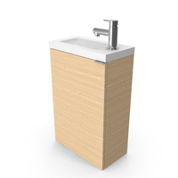 Wall Mounted Bathroom Basin Cloakroom Unit With Basin And Tap - Oak PNG & PSD Images
