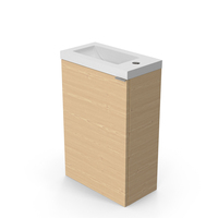 Wall Mounted Bathroom Basin Cloakroom Unit With Basin - Oak PNG & PSD Images