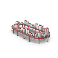 Roller Conveyor Machine with Gift Boxes PNG & PSD Images