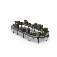 Roller Conveyor Machine with Gift Boxes PNG & PSD Images