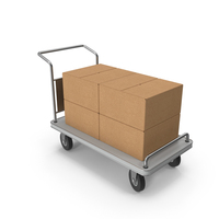 Roller Handcart Conveyor with Cardboard Boxes PNG & PSD Images