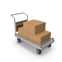 Roller Handcart Conveyor with Cardboard Boxes PNG & PSD Images