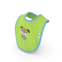 Green Baby Bib With Dog Print Put On PNG & PSD Images