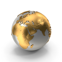 Gold & Silver Earth Globe PNG & PSD Images