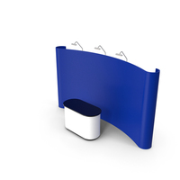 Blue Background Trade Exhibition Stand With Desk PNG & PSD Images