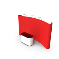 Red Background Trade Exhibition Stand With Desk PNG & PSD Images