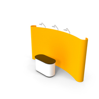 Yellow Background Trade Exhibition Stand With Desk PNG & PSD Images